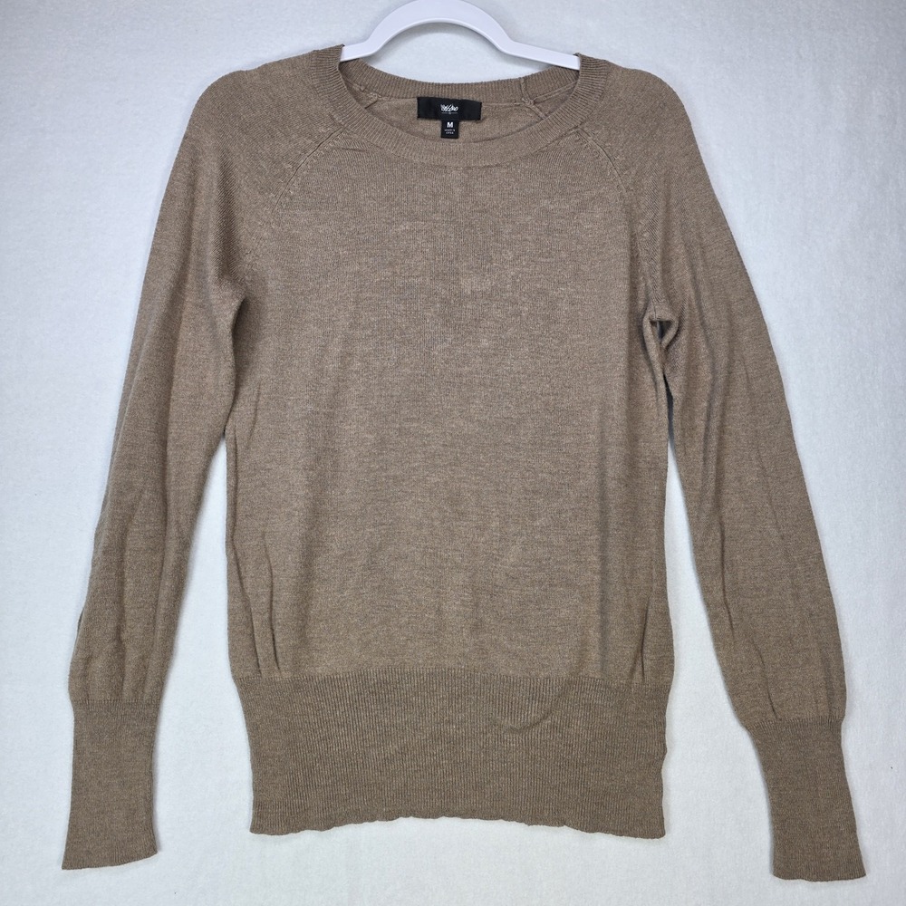 90's/Y2K Mossimo Long Sleeve Sweater Womens Med Tan Beige Light Weight Old Money